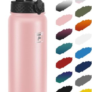 Fanhaw 32 Oz Kids Insulated Stainless Steel Water Bottle with Straw Lid. Leakproof & Anti-Dust Everyday Use Bottle for School. Women & Men. Back to School Essentials (Pink): Home & Kitchen