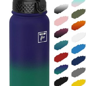 Fanhaw 20 Oz Kids Insulated Stainless Steel Water Bottle with Straw Lid. Leakproof & Anti-Dust Everyday Use Bottle for School. Women & Men. Back to School Essentials (Purple Green): Home & Kitchen