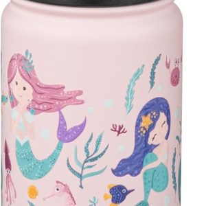 Fanhaw 18 Oz Kids Insulated Water Bottle with Straw - Stainless Steel Double Wall Vacuum Cup. Leakproof. BPA Free. Suitable for Boys and Girls(Pink - Sweat Mermaids): Home & Kitchen