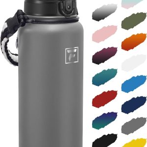 Fanhaw 40 oz Insulated Stainless Steel Water Bottle with Chug Lid. Leakproof & Sweat-Free Extra-Large Metal Bottle for Outdoor. Hiking & Gym (Gray) : Sports & Outdoors