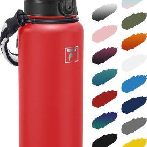 Fanhaw 40 oz Insulated Stainless Steel Water Bottle with Chug Lid. Leakproof & Sweat-Free Extra-Large Metal Bottle for Outdoor. Hiking & Gym (Red) : Sports & Outdoors