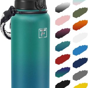 Fanhaw 40 oz Insulated Stainless Steel Water Bottle with Chug Lid. Leakproof & Sweat-Free Extra-Large Metal Bottle for Outdoor. Hiking & Gym (Green Blue) : Sports & Outdoors