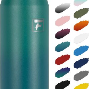 Fanhaw 24 oz Insulated Stainless Steel Water Bottle with Anti-Dust Chug Lid. Leakproof Vacuum Metal Everyday Use Bottle for Kids. Teens & Adults. Back to School Essentials (Green Blue) : Sports & Outdoors