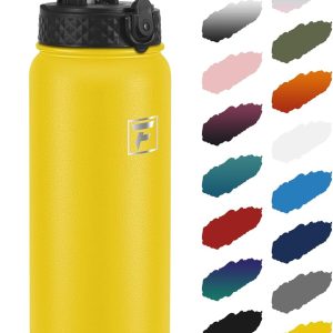 Fanhaw 32 Oz Kids Insulated Stainless Steel Water Bottle with Straw Lid. Leakproof & Anti-Dust Everyday Use Bottle for School. Women & Men. Back to School Essentials (Yellow): Home & Kitchen