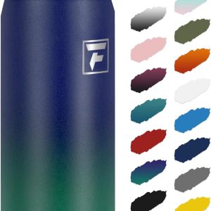 Fanhaw 24 oz Insulated Stainless Steel Water Bottle with Anti-Dust Chug Lid. Leakproof Vacuum Metal Everyday Use Bottle for Kids. Teens & Adults. Back to School Essentials (Purple Green) : Sports & Outdoors