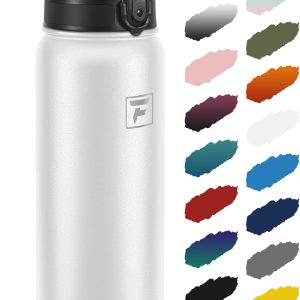 Fanhaw 32 Oz Insulated Stainless Steel Vacuum Water Bottle with Anti-Dust Pop-Open Lid - For Kids. Women. Men | Leak & Sweat Proof (White) : Sports & Outdoors