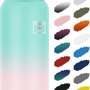 Fanhaw 20 oz Insulated Stainless Steel Water Bottle with Anti-Dust Chug Lid. Leakproof Vacuum Metal Everyday Use Bottle for Kids. Teens & Adults. Back to School Essentials (Green Pink) : Sports & Outdoors