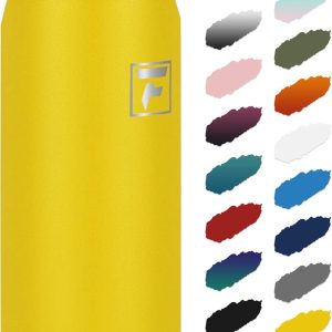 Fanhaw 24 oz Insulated Stainless Steel Water Bottle with Anti-Dust Chug Lid. Leakproof Vacuum Metal Everyday Use Bottle for Kids. Teens & Adults. Back to School Essentials (Yellow) : Sports & Outdoors