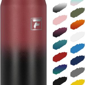 Fanhaw 24 oz Insulated Stainless Steel Water Bottle with Anti-Dust Chug Lid. Leakproof Vacuum Metal Everyday Use Bottle for Kids. Teens & Adults. Back to School Essentials (Red Black) : Sports & Outdoors