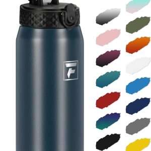 Fanhaw 24 Oz Kids Insulated Stainless Steel Water Bottle with Straw Lid. Leakproof & Anti-Dust Everyday Use Bottle for School. Women & Men. Back to School Essentials (Navy Blue): Home & Kitchen