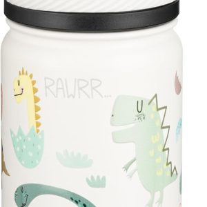 Fanhaw 14 Oz Kids Insulated Water Bottle with Straw - Stainless Steel Double Wall Vacuum Cup. Leakproof. BPA Free. Suitable for Boys and Girls(White - Cute Dinosaur) : Sports & Outdoors