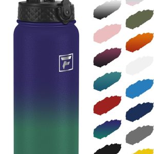 Fanhaw 32 Oz Kids Insulated Stainless Steel Water Bottle with Straw Lid. Leakproof & Anti-Dust Everyday Use Bottle for School. Women & Men. Back to School Essentials (Purple Green): Home & Kitchen