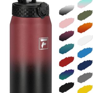 Fanhaw 24 Oz Kids Insulated Stainless Steel Water Bottle with Straw Lid. Leakproof & Anti-Dust Everyday Use Bottle for School. Women & Men. Back to School Essentials (Red Black): Home & Kitchen