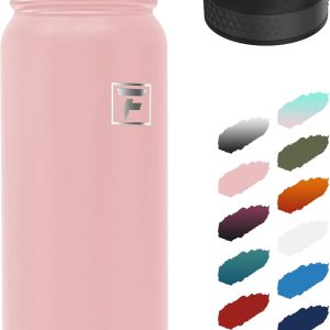 Fanhaw 20 oz Insulated Stainless Steel Water Bottle with Anti-Dust Chug Lid & Carabiner Lid. Leakproof Vacuum Metal Bottle for Kids. Teens & Adults. Back to School Essentials (Pink) : Sports & Outdoors