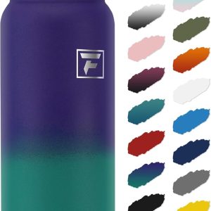 Fanhaw 20 oz Insulated Stainless Steel Water Bottle with Anti-Dust Chug Lid. Leakproof Vacuum Metal Everyday Use Bottle for Kids. Teens & Adults. Back to School Essentials (Purple Green) : Sports & Outdoors
