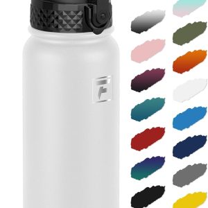 Fanhaw 20 Oz Kids Insulated Stainless Steel Water Bottle with Straw Lid. Leakproof & Anti-Dust Everyday Use Bottle for School. Women & Men. Back to School Essentials (White): Home & Kitchen