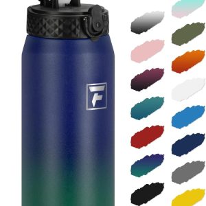 Fanhaw 24 Oz Kids Insulated Stainless Steel Water Bottle with Straw Lid. Leakproof & Anti-Dust Everyday Use Bottle for School. Women & Men. Back to School Essentials (Purple Green): Home & Kitchen