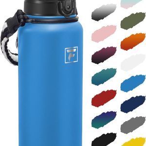 Fanhaw 40 oz Insulated Stainless Steel Water Bottle with Chug Lid. Leakproof & Sweat-Free Extra-Large Metal Bottle for Outdoor. Hiking & Gym (Sky Blue) : Sports & Outdoors