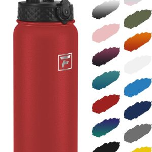 Fanhaw 32 Oz Kids Insulated Stainless Steel Water Bottle with Straw Lid. Leakproof & Anti-Dust Everyday Use Bottle for School. Women & Men. Back to School Essentials (Red): Home & Kitchen
