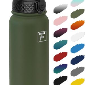 Fanhaw 20 Oz Kids Insulated Stainless Steel Water Bottle with Straw Lid. Leakproof & Anti-Dust Everyday Use Bottle for School. Women & Men. Back to School Essentials (Olive Green): Home & Kitchen