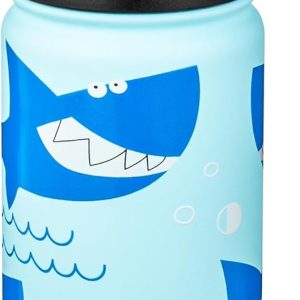 Fanhaw 18 Oz Kids Insulated Water Bottle with Straw - Stainless Steel Double Wall Vacuum Cup. Leakproof. BPA Free. Suitable for Boys and Girls(Pale Blue - Big Shark) : Sports & Outdoors