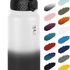 Fanhaw 20 Oz Kids Insulated Stainless Steel Water Bottle with Straw Lid. Leakproof & Anti-Dust Everyday Use Bottle for School. Women & Men. Back to School Essentials (White Black): Home & Kitchen