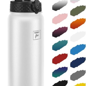 Fanhaw 32 Oz Kids Insulated Stainless Steel Water Bottle with Straw Lid. Leakproof & Anti-Dust Everyday Use Bottle for School. Women & Men. Back to School Essentials (White): Home & Kitchen