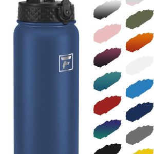 Fanhaw 32 Oz Kids Insulated Stainless Steel Water Bottle with Straw Lid. Leakproof & Anti-Dust Everyday Use Bottle for School. Women & Men. Back to School Essentials (Navy Blue): Home & Kitchen