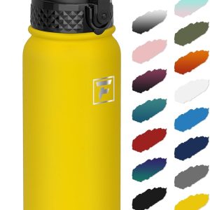 Fanhaw 20 Oz Kids Insulated Stainless Steel Water Bottle with Straw Lid. Leakproof & Anti-Dust Everyday Use Bottle for School. Women & Men. Back to School Essentials (Yellow): Home & Kitchen