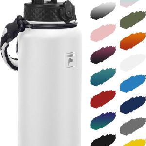 Fanhaw 40 Oz Insulated Stainless Steel Water Bottle with Straw Lid. Leakproof Extra-Large Sports Bottle for Men & Women (White): Home & Kitchen