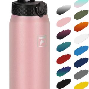Fanhaw 24 Oz Kids Insulated Stainless Steel Water Bottle with Straw Lid. Leakproof & Anti-Dust Everyday Use Bottle for School. Women & Men. Back to School Essentials (Pink): Home & Kitchen