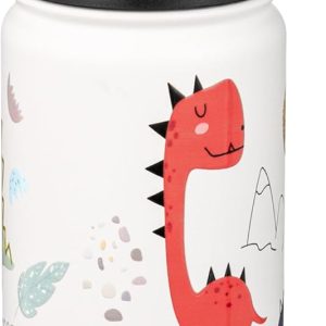 Fanhaw 18 Oz Kids Insulated Water Bottle with Straw - Stainless Steel Double Wall Vacuum Cup. Leakproof. BPA Free. Suitable for Boys and Girls(White - Cute Dinosaur) : Sports & Outdoors