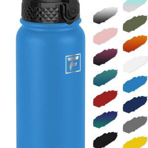 Fanhaw 20 Oz Kids Insulated Stainless Steel Water Bottle with Straw Lid. Leakproof & Anti-Dust Everyday Use Bottle for School. Women & Men. Back to School Essentials (Sky Blue): Home & Kitchen