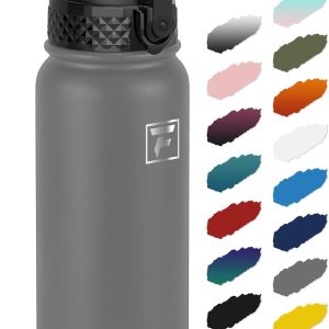 Fanhaw 20 Oz Kids Insulated Stainless Steel Water Bottle with Straw Lid. Leakproof & Anti-Dust Everyday Use Bottle for School. Women & Men. Back to School Essentials (Gray): Home & Kitchen