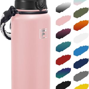 Fanhaw 40 oz Insulated Stainless Steel Water Bottle with Chug Lid. Leakproof & Sweat-Free Extra-Large Metal Bottle for Outdoor. Hiking & Gym (Pink) : Sports & Outdoors