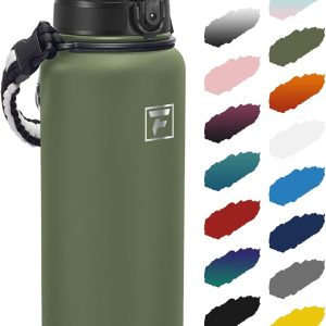 Fanhaw 40 oz Insulated Stainless Steel Water Bottle with Chug Lid. Leakproof & Sweat-Free Extra-Large Metal Bottle for Outdoor. Hiking & Gym (Olive Green) : Sports & Outdoors