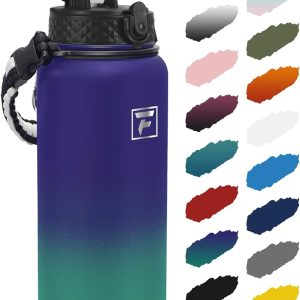 Fanhaw 40 Oz Insulated Stainless Steel Water Bottle with Straw Lid. Leakproof Extra-Large Sports Bottle for Men & Women (Purple Green): Home & Kitchen