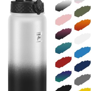 Fanhaw 32 Oz Kids Insulated Stainless Steel Water Bottle with Straw Lid. Leakproof & Anti-Dust Everyday Use Bottle for School. Women & Men. Back to School Essentials (White Black): Home & Kitchen