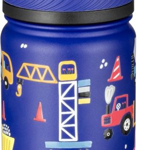 Fanhaw 14 Oz Kids Insulated Water Bottle with Straw - Stainless Steel Double Wall Vacuum Cup. Leakproof. BPA Free. Suitable for Boys and Girls(Blue - Under Construction) : Sports & Outdoors