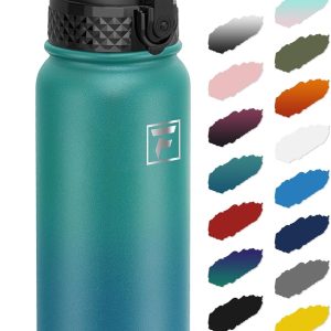 Fanhaw 20 Oz Kids Insulated Stainless Steel Water Bottle with Straw Lid. Leakproof & Anti-Dust Everyday Use Bottle for School. Women & Men. Back to School Essentials (Green Blue): Home & Kitchen