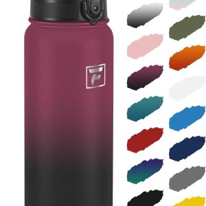 Fanhaw 32 oz Insulated Stainless Steel Water Bottle with Anti-Dust Chug Lid. Leakproof Vacuum Sports Bottle for Kids. Teens & Adults. Back to School Essentials (Red Black) : Sports & Outdoors