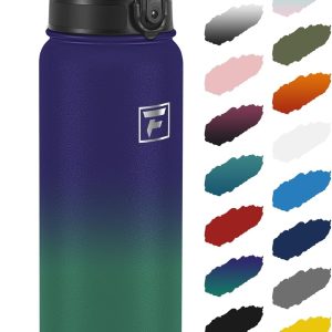 Fanhaw 32 Oz Insulated Stainless Steel Vacuum Water Bottle with Anti-Dust Pop-Open Lid - For Kids. Women. Men | Leak & Sweat Proof (Purple Green) : Sports & Outdoors