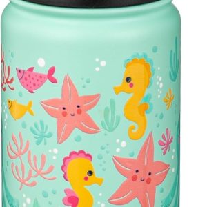 Fanhaw 18 Oz Kids Insulated Water Bottle with Straw - Stainless Steel Double Wall Vacuum Cup. Leakproof. BPA Free. Suitable for Boys and Girls(Green - Octopus) : Sports & Outdoors