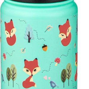 Fanhaw 18 Oz Kids Insulated Water Bottle with Straw - Stainless Steel Double Wall Vacuum Cup. Leakproof. BPA Free. Suitable for Boys and Girls(Green - Little Fox) : Sports & Outdoors