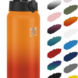 Fanhaw 32 Oz Kids Insulated Stainless Steel Water Bottle with Straw Lid. Leakproof & Anti-Dust Everyday Use Bottle for School. Women & Men. Back to School Essentials (Yellow Orange): Home & Kitchen
