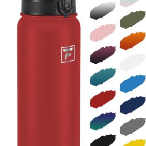 Fanhaw 32 oz Insulated Stainless Steel Water Bottle with Anti-Dust Chug Lid. Leakproof Vacuum Sports Bottle for Kids. Teens & Adults. Back to School Essentials (Red) : Sports & Outdoors