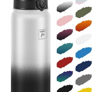 Fanhaw 32 oz Insulated Stainless Steel Water Bottle with Anti-Dust Chug Lid. Leakproof Vacuum Sports Bottle for Kids. Teens & Adults. Back to School Essentials (White Black) : Sports & Outdoors
