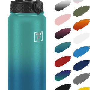 Fanhaw 32 Oz Kids Insulated Stainless Steel Water Bottle with Straw Lid. Leakproof & Anti-Dust Everyday Use Bottle for School. Women & Men. Back to School Essentials (Green Blue): Home & Kitchen